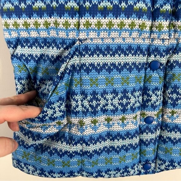 Lands End Women’s Blue Goose-down feathers Puffer Vest Size Medium Snap Closure - Picture 5 of 10